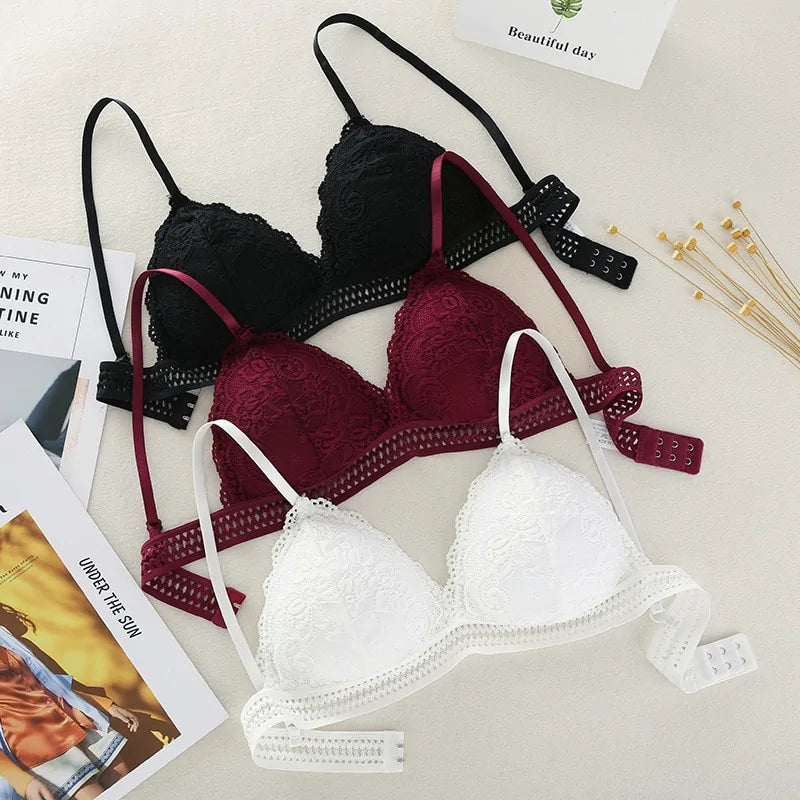 Soutien-gorge sexy en dentelle V profond sans armature