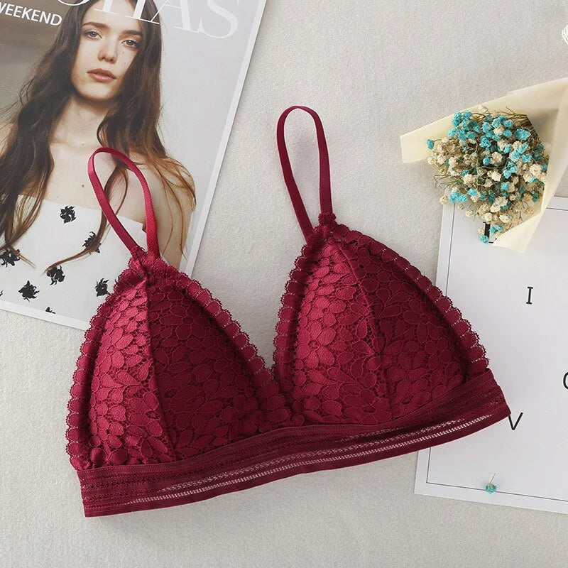 Soutien-gorge sexy en dentelle V profond sans armature