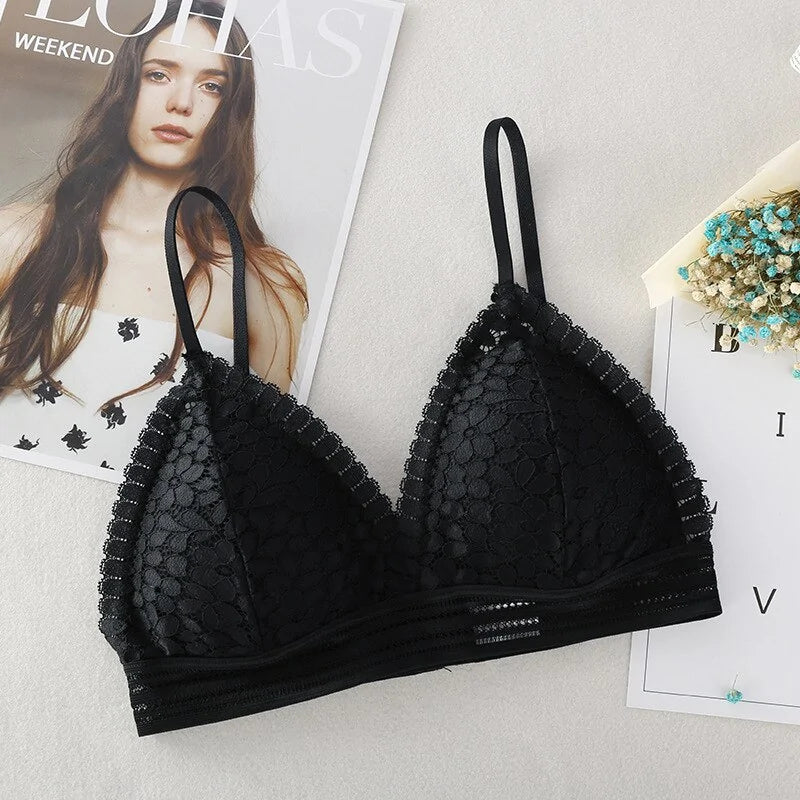 Soutien-gorge sexy en dentelle V profond sans armature